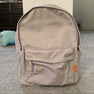 grey canvas backpack small with laptop sleeve